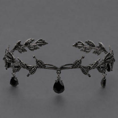 Dark Fantasy Alloy Crown with Rhinestones for Halloween Parties