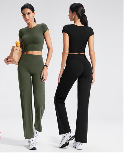 Women's Slim Fit Solid Color Cropped Workout T-Shirt