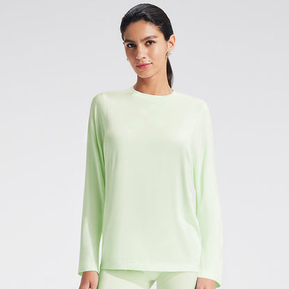 Women's Hollow Long Sleeve Yoga Top with Built-In Bra - Moisture-Wicking Fitness Tee