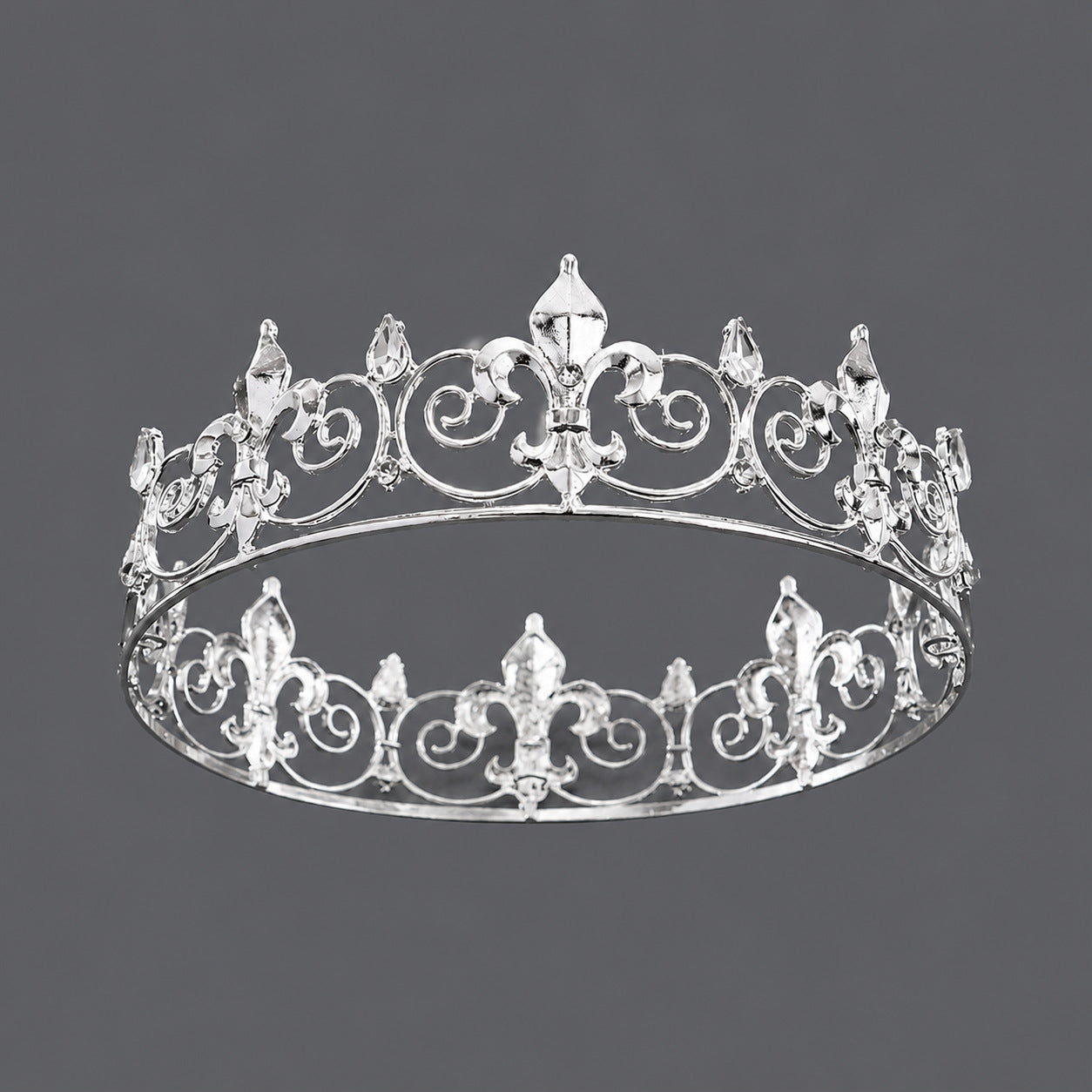 Vintage Gold Crown Headpiece with Rhinestones for Parties