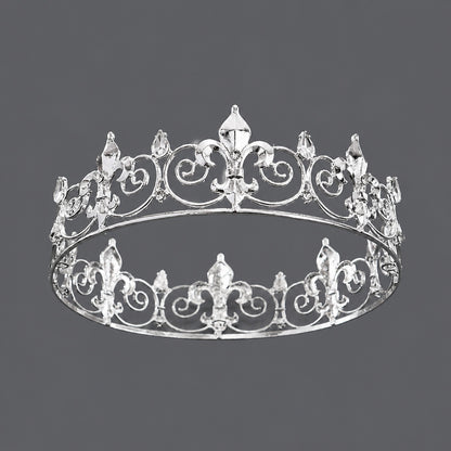 Vintage Gold Crown Headpiece with Rhinestones for Parties