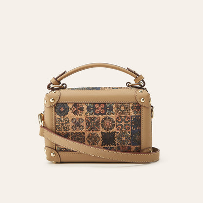 Bohemian Style Printed Cork Bag - Portable Makeup Handbag