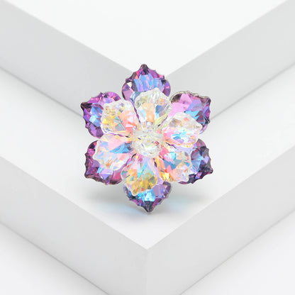 Luxury Crystal Flower Brooches Stylish Women's Floral Pins
