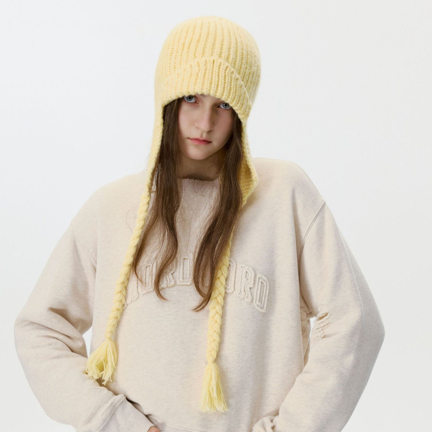 New Women's Wool Knitted Pilot Hat with Ear Flaps