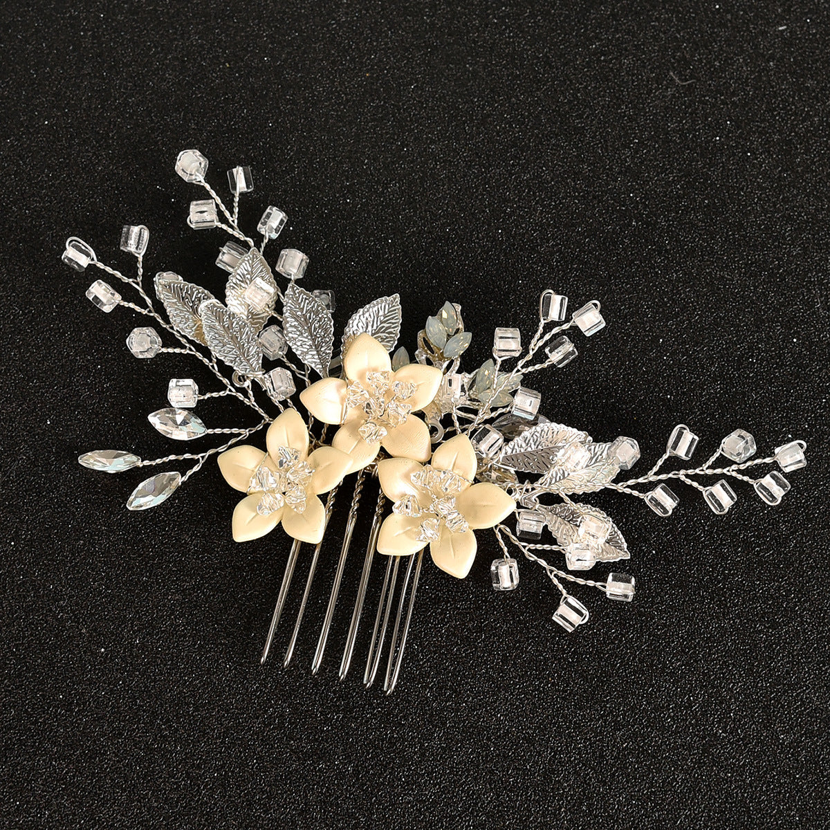 Side Comb Crystal Floral Design Bridal Wedding Hair Accessory
