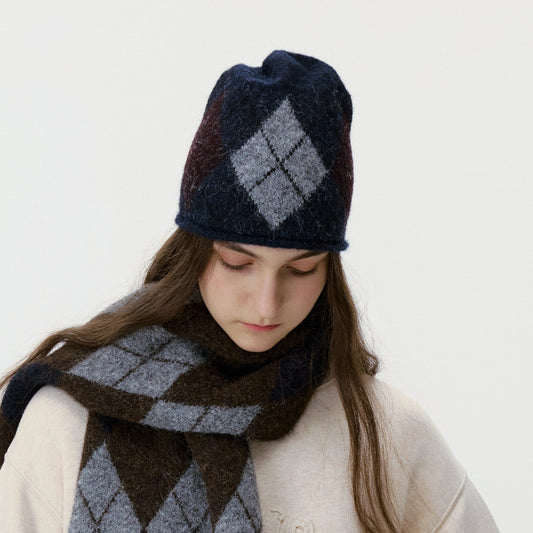 Trendy Diamond Pattern Knit Beanie For Men And Women