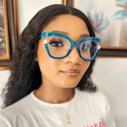 Colorful Pearl Decorative Blue Light Blocking Glasses for Women
