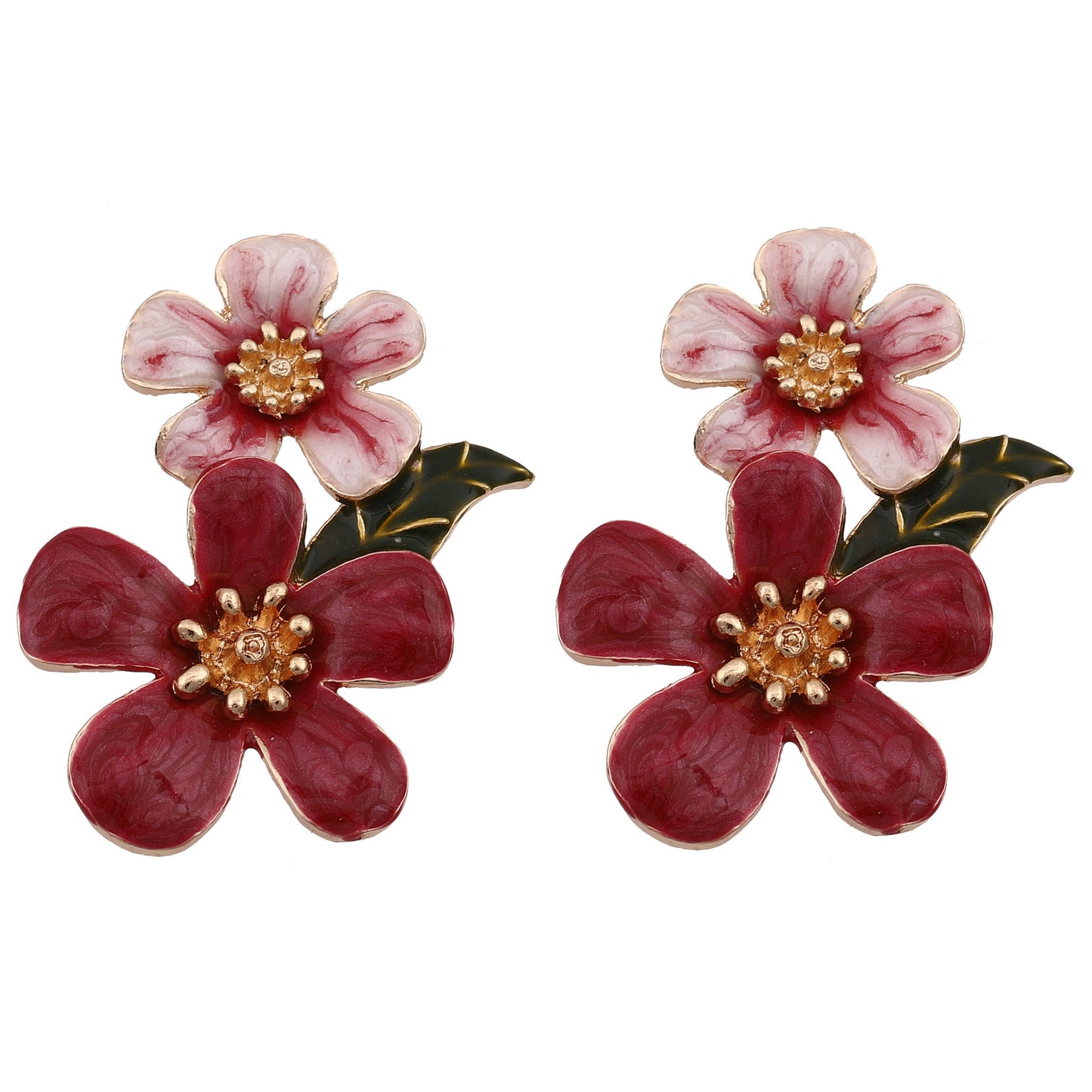 Floral Enamel Drop Earrings Versatile Office Chic