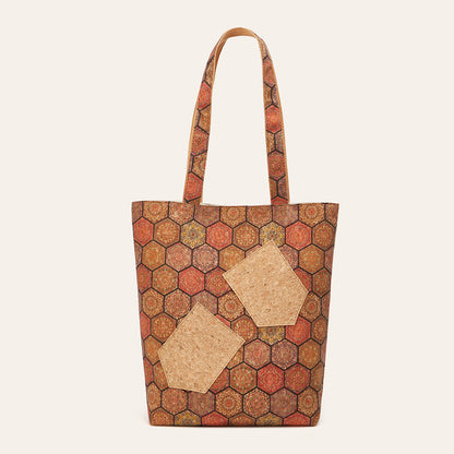 Trendy Retro Floral Cork Tote Bag Eco-Friendly Casual Bag