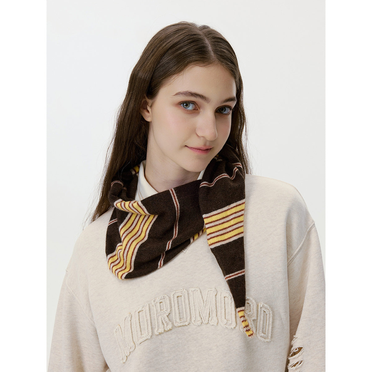 Striped Knitted Triangle Scarf Women’s Trendy Neck Wrap