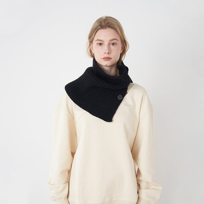 Pure Wool Knitted Scarf with Detachable Buttons for Women