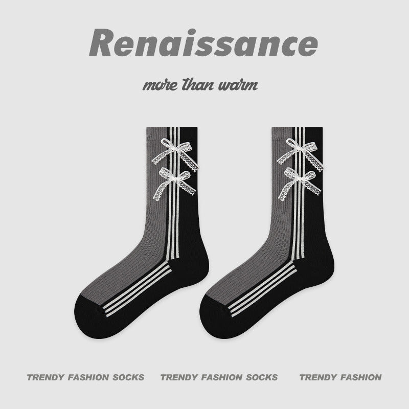 Socks Layered Mid Calf Lettered Cotton Blend Casual