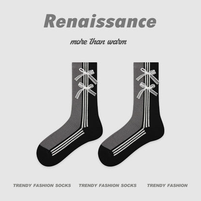 Socks Layered Mid Calf Lettered Cotton Blend Casual