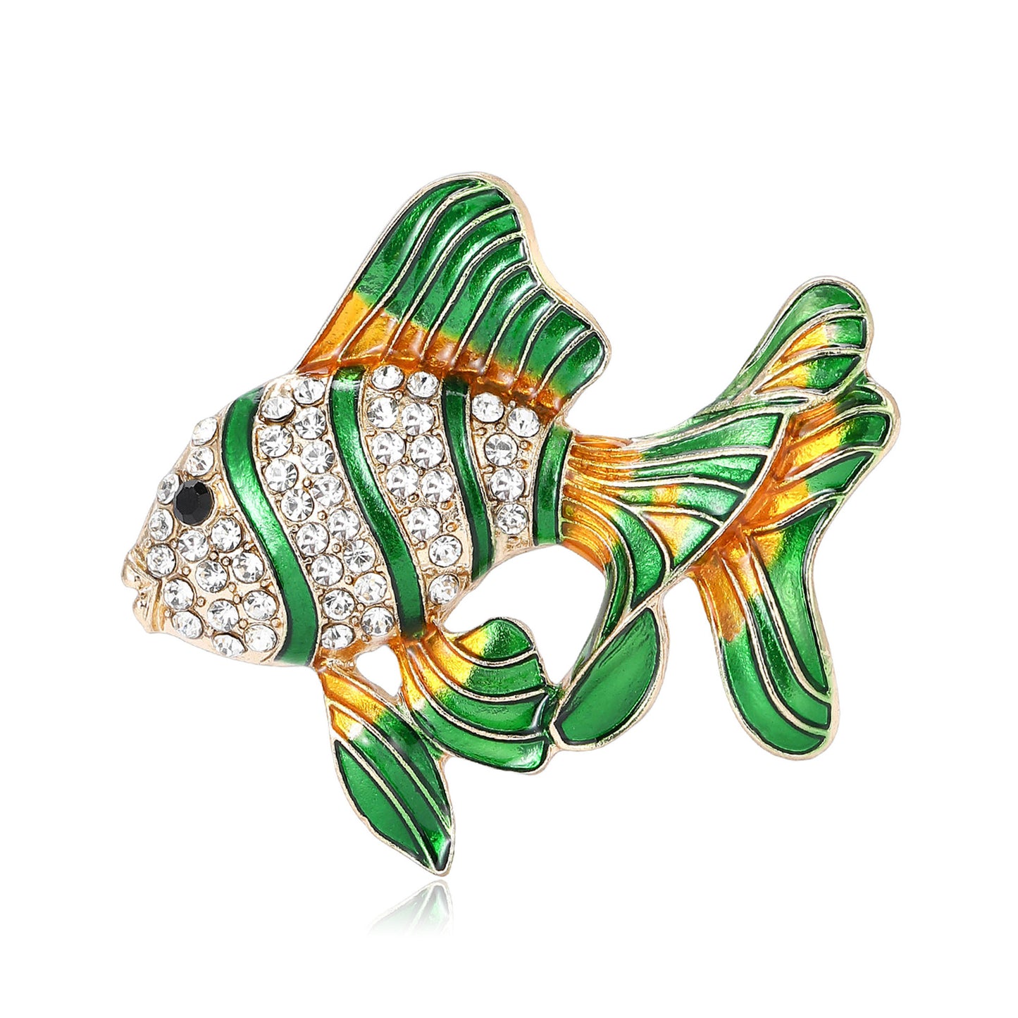 Luxury Enamel Goldfish Brooch Pendant Cute Animal Pin Jewelry