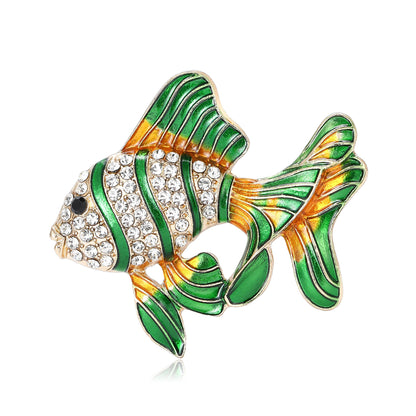Luxury Enamel Goldfish Brooch Pendant Cute Animal Pin Jewelry