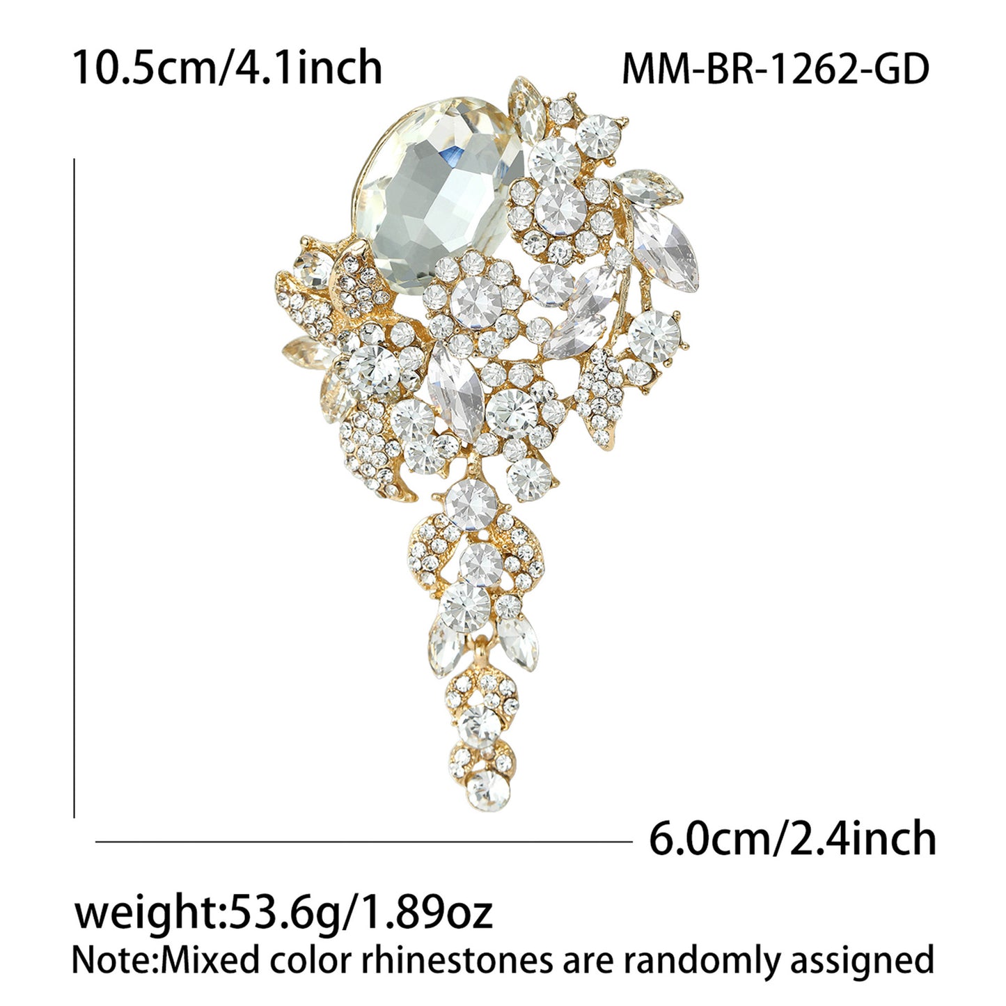 Vintage-Inspired Crystal Glass Brooch Elegant Floral Lapel Pin