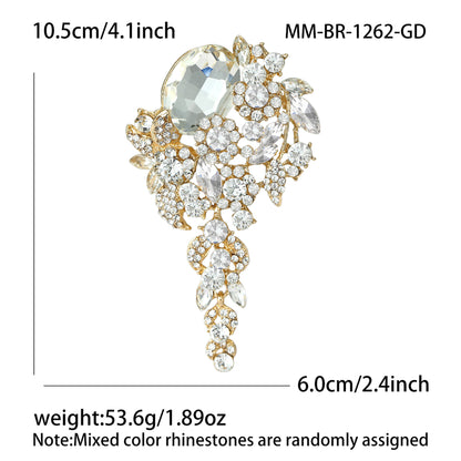 Vintage-Inspired Crystal Glass Brooch Elegant Floral Lapel Pin