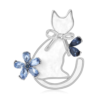 Cat Brooch Cute Rhinestone Enamel Pin Minimalist Women's Fashion Accessory
