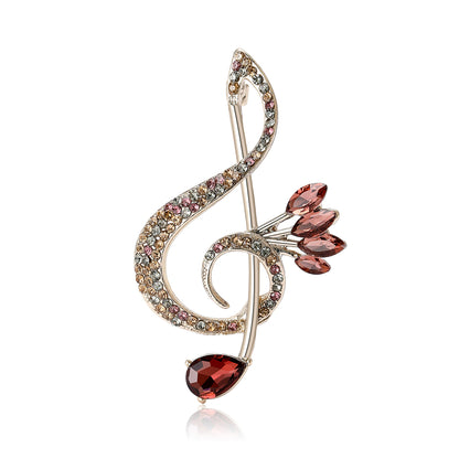 Creative Music Note Brooch Rhinestone Alloy Brooch for All Occasions