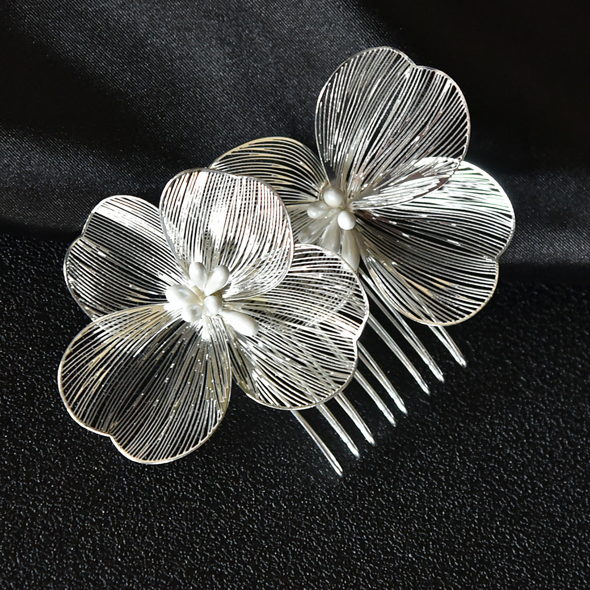 Gold Floral Hair Comb Bridal Vintage Style