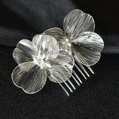 Gold Floral Hair Comb Bridal Vintage Style