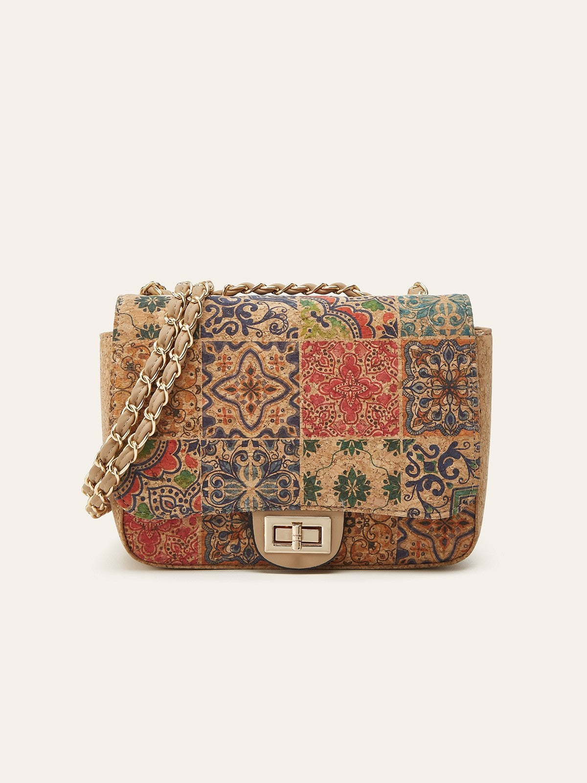 Vintage Ethnic Print Cork Crossbody Bag Fashion Shoulder Bag