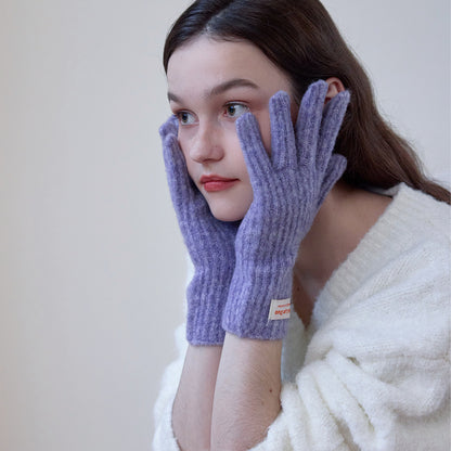 Touchscreen Knit Gloves Cute Solid Color Warm Winter Mittens