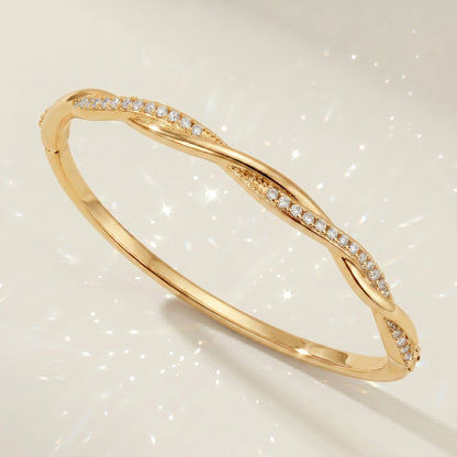 High-End Zirconia Stone Bangle with Nail Design for Weddings and Parties
