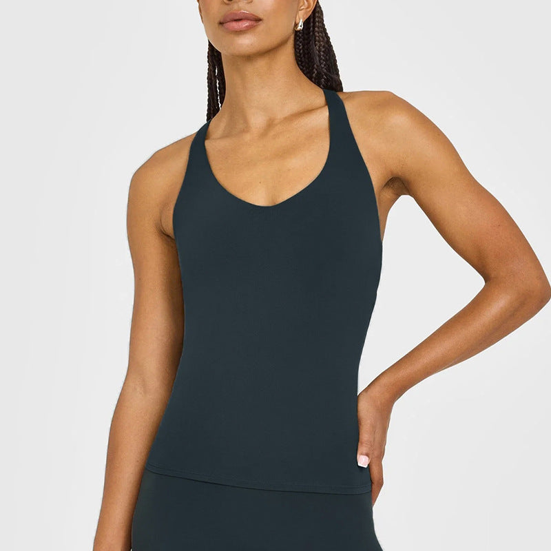 Moisture-Wicking Yoga Tank Top with Built-In Bra
