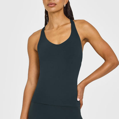 Moisture-Wicking Yoga Tank Top with Built-In Bra