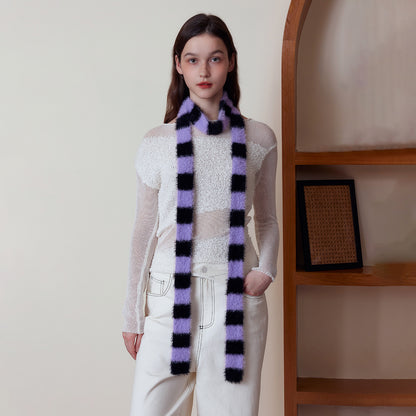 Trendy Striped Knit Scarf for Women - Versatile Chic Autumn/Winter Accessory