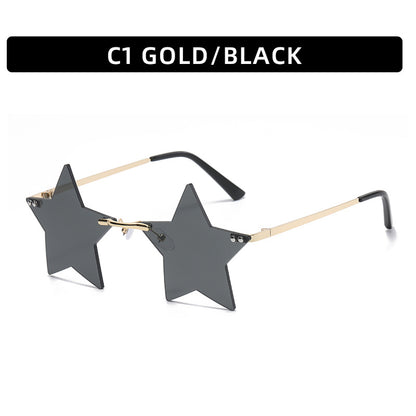 Trendy Star Shaped Sunglasses Pink Gradient UV400 Protection