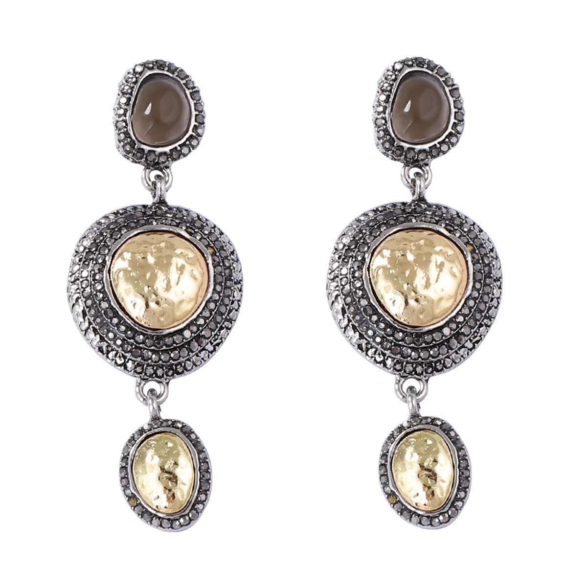 Drop Earrings Geometric Round Rhinestone Vintage Chic