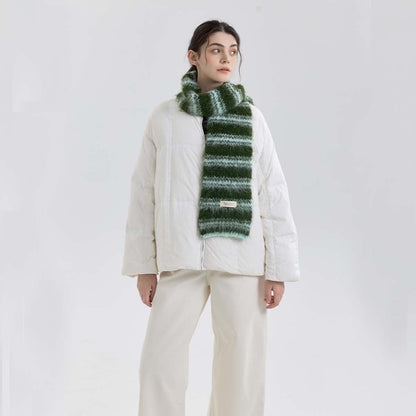 Trendy Color Block Striped Wool Blend Knit Scarf for Women