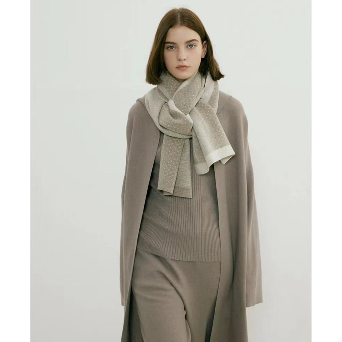 Polka Dot Two-Tone Knit Scarf Cozy All-Season Accessory