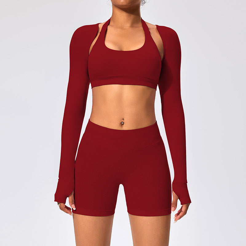Women's Outdoor Yoga Set with Open Back Sports Bra and Pants