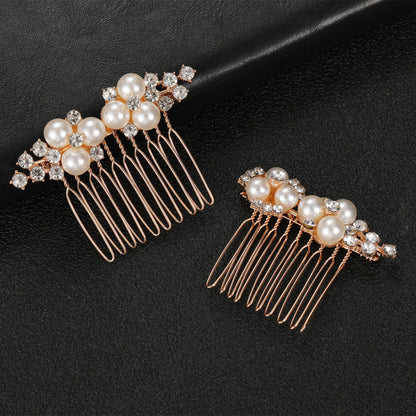 Gold and Silver Floral Hair Combs Set Wedding Hairpiece