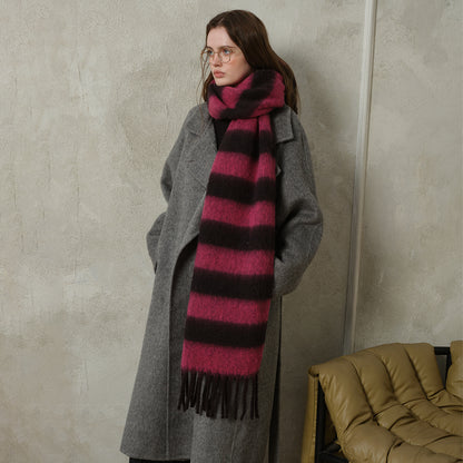 Plaid Fringe Acrylic Scarf Warm Cozy Shawl for Women