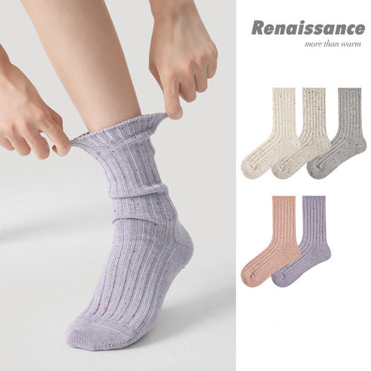 Mid Calf Dotted Combed Cotton Moisture Wicking Socks