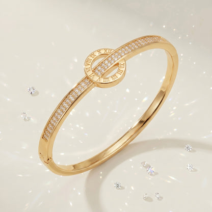 High-End Zirconia Stone Bangle with Nail Design for Weddings and Parties