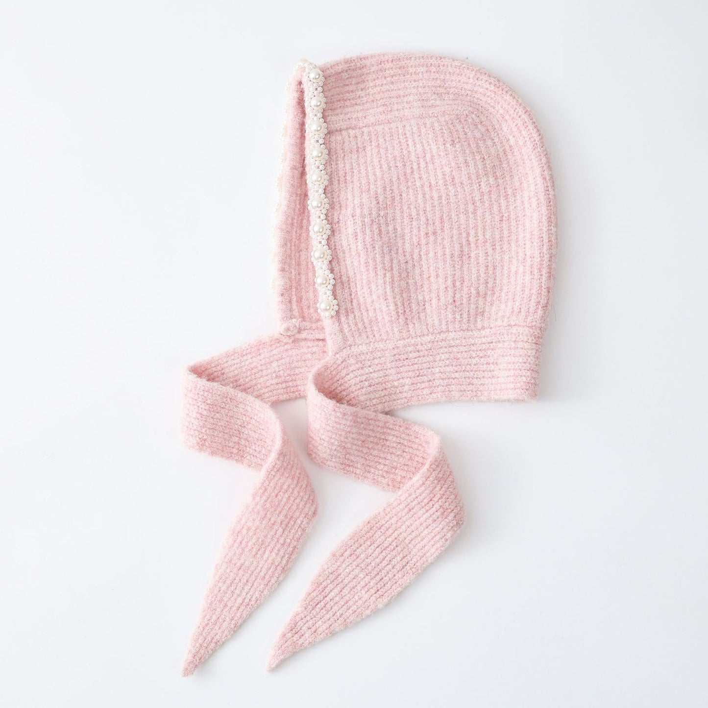 Trendy Knitted Pearl Beret Warm Ear Covering Hat