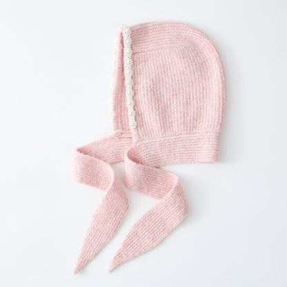 Trendy Knitted Pearl Beret Warm Ear Covering Hat