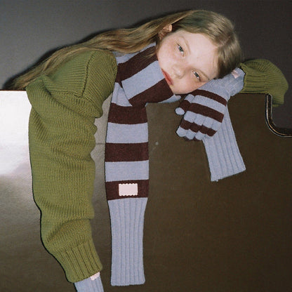 Striped Knitted Scarf for Women Stylish All-Season Accessory