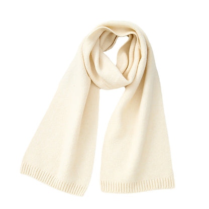 High-Quality Solid Color Wool Blend Knitted Scarf for Women