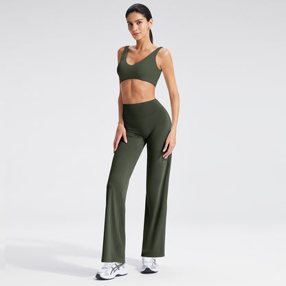 Women’s Yoga Set Deep V-Neck Sports Bra and Leggings