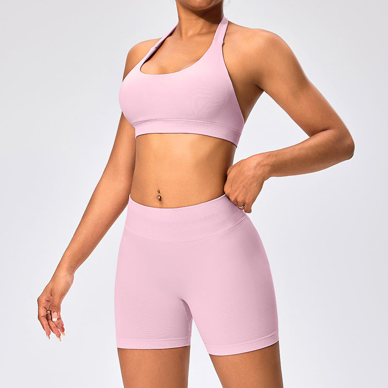 Women's Outdoor Yoga Set with Open Back Sports Bra and Pants
