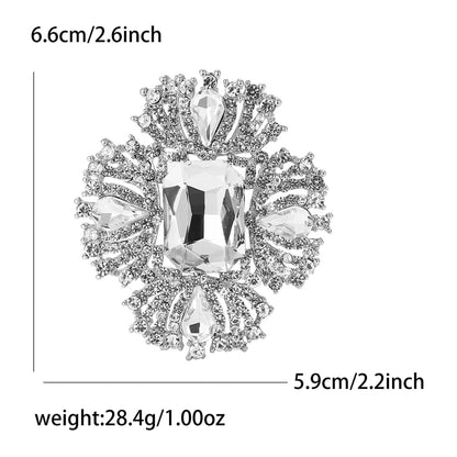 Luxury Alloy Crystal Brooch for Women Elegant Geometric Lapel Pin