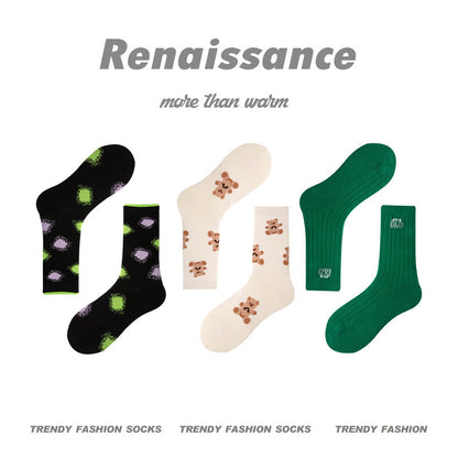 Mid Calf Vintage Gradient Cotton Socks