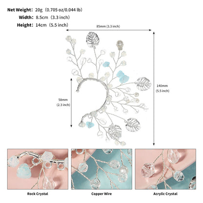Elegant Crystal Leaf Ear Clips Handmade Ear Cuffs for Non-Pierced Ears