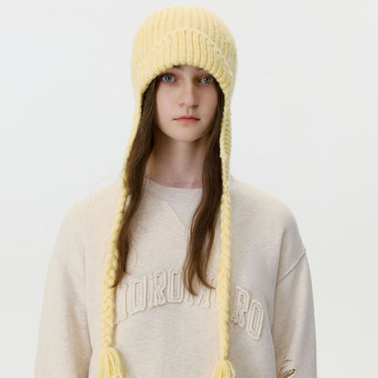 New Women's Wool Knitted Pilot Hat with Ear Flaps